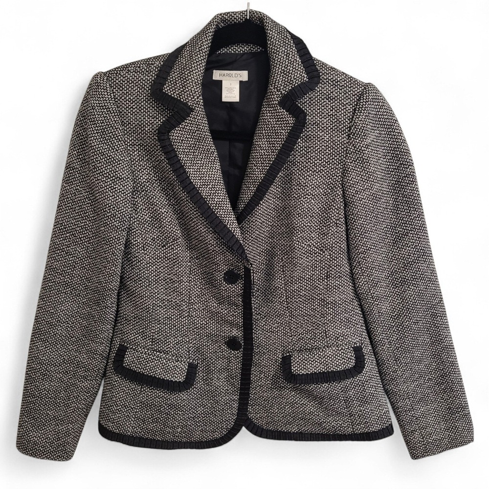 Vintage 90s Harold's Wool Silk Tweed‎ Blazer Small TAG 0 Fits 4/6 Dark Academia